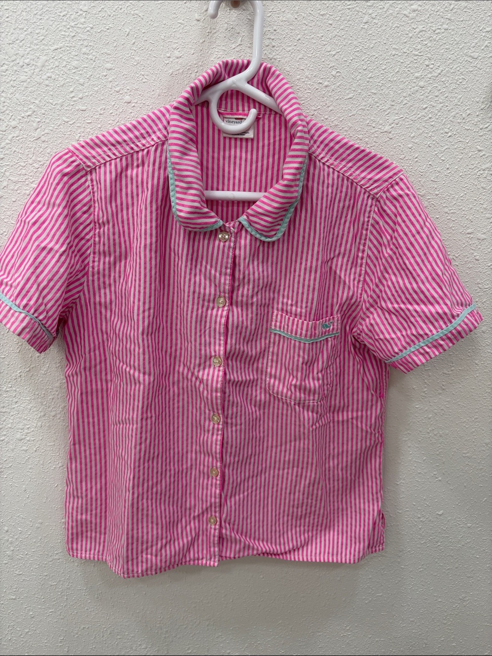 Vineyard Vines Pink & White Striped Short-Sleeve Button Down Shirt